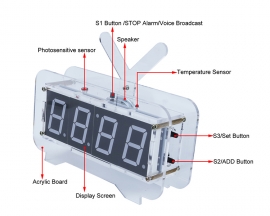 DC 5V Green LED Electronic Clock DIY Kit Date Time Temperature Alarm Clock Electronic Soldering Practice Kit